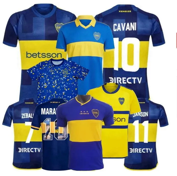 Fans de joueurs CAVANI Boca Juniors Soccer Jerseys 2023 2024 MARADONA BENEDETTO MARCOS ROJO CARLITOS TEVEZ BARCO MEDINA 20 21 22 23 24 FINAL Football Hommes Enfants Chemise