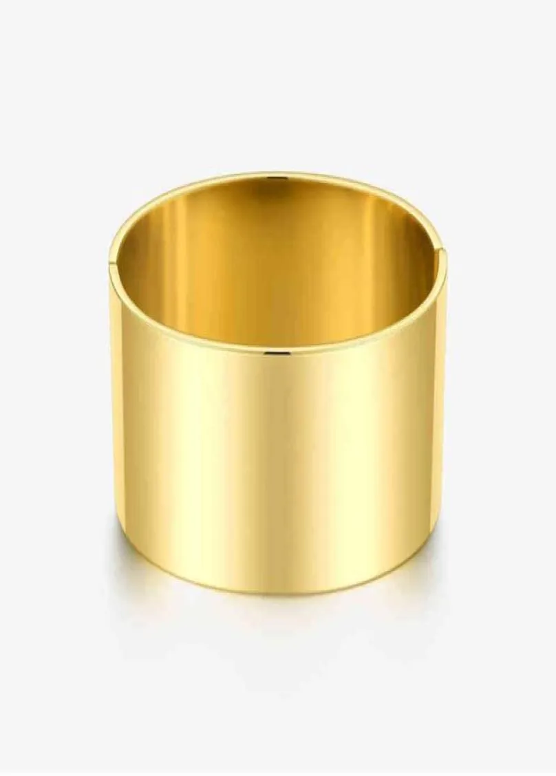Bangle enfashion Brede gladde armbanden Minimalistisch roestvrij staal Goudkleur voor dames Accessoires Mode-sieraden 22032215213924266523