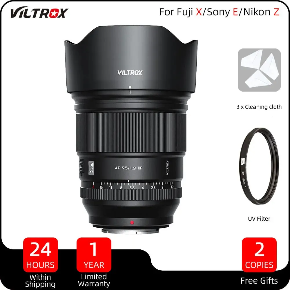 Viltrox 75mm 2 pro Messa a fuoco automatica Obiettivo da ritratto ad ampia apertura per Fujifilm XF Fuji X XPRO3 E Z Mount Obiettivi per fotocamera 231226