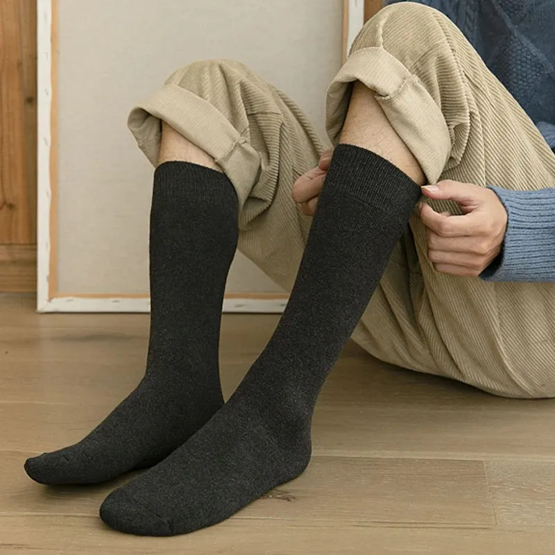 Herren Warme Socken Winter Dicke Thermo Kniehohe Lange Schnee Kalte Kompressionsstrümpfe Beinabdeckung Kalb Schwarz Terry Männlich 231226