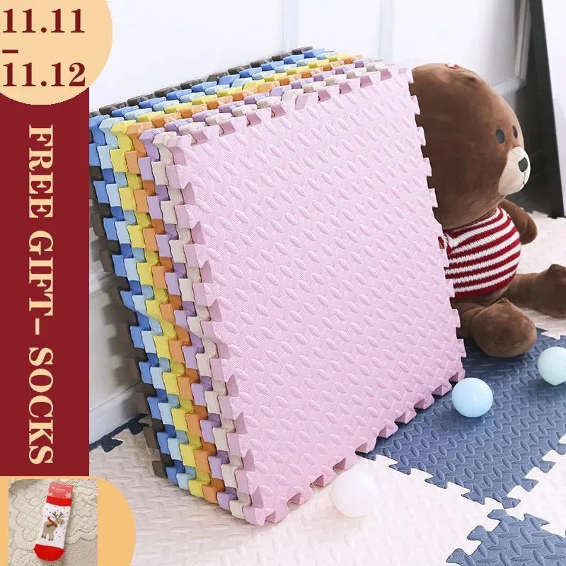 Mats 24pcs/lot Baby Play Mat Plain Color Puzzle Mats EVA Foam Mat Kids Jigsaw Mats 31X31X1.1cm For Bedroom Protective Floor Tiles Mat L