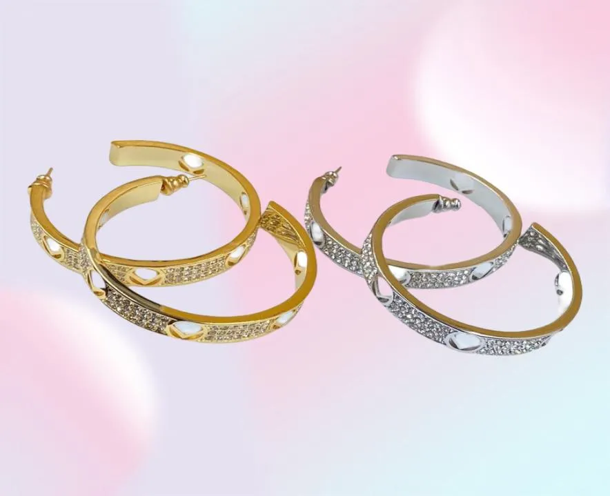 Hoop oorbellen Designer Sieraden Silver Earring For Women Fashion Diamond Letters Gold Earring F Stud Hoops met doos 4660907