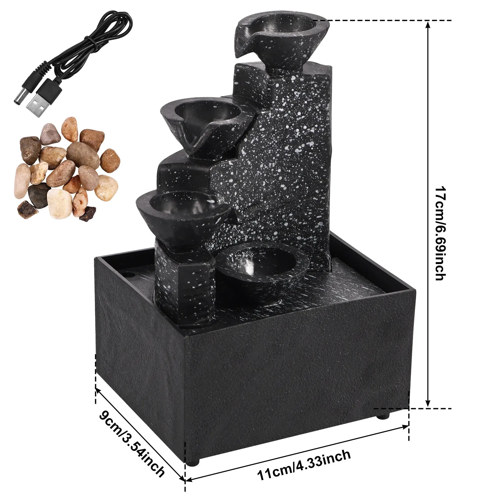 Library Waterfall Mini Mini Waterfall Fountain - Serene Desktop Waterfall Decoration for Home ...