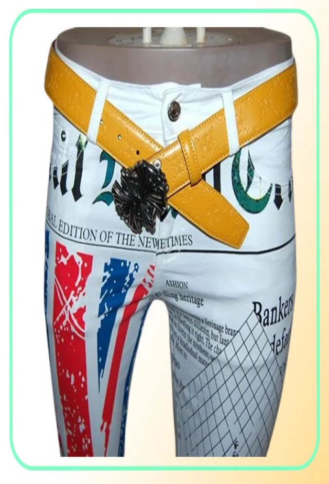 Wholemens UK British Flag Jeans Pants Colored Track Tower Printed Fashion Skinny White Jeans Casual Stretch Jeans Trousers 9097398