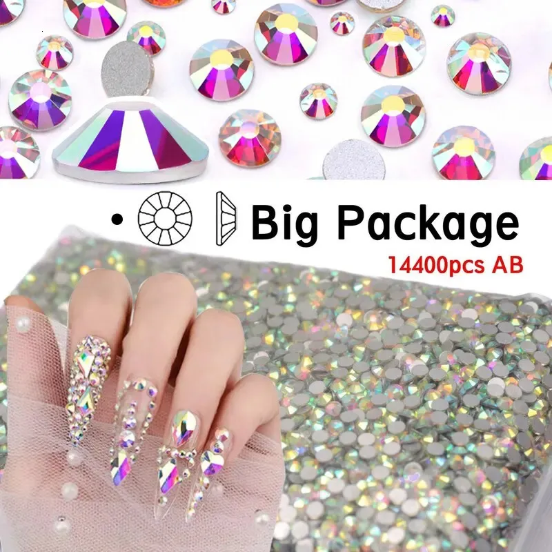 14400pcs AB Flatback s Glass Crystal DIY Design Jewelry Making Beads Beauty Accessories Nail ArtGarment Decorations 231226