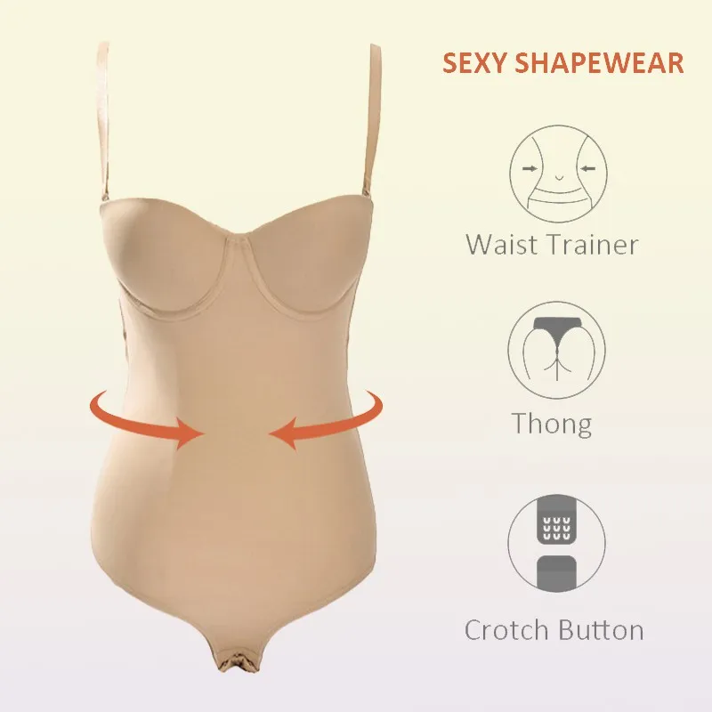 Thong Bodysuits with Bra Slim Tummy Control Shapewear Women Girdle Body  Shaper