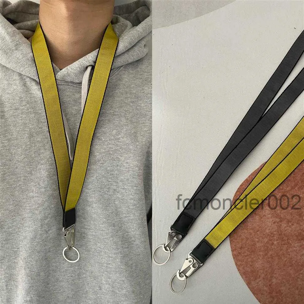 Industrial Lanyard Long Keychain Yellow Nylon Strap Halter Fashion Bagage Pendant Unisex Brand Designer Carved Alloy Buckle D266o D77W