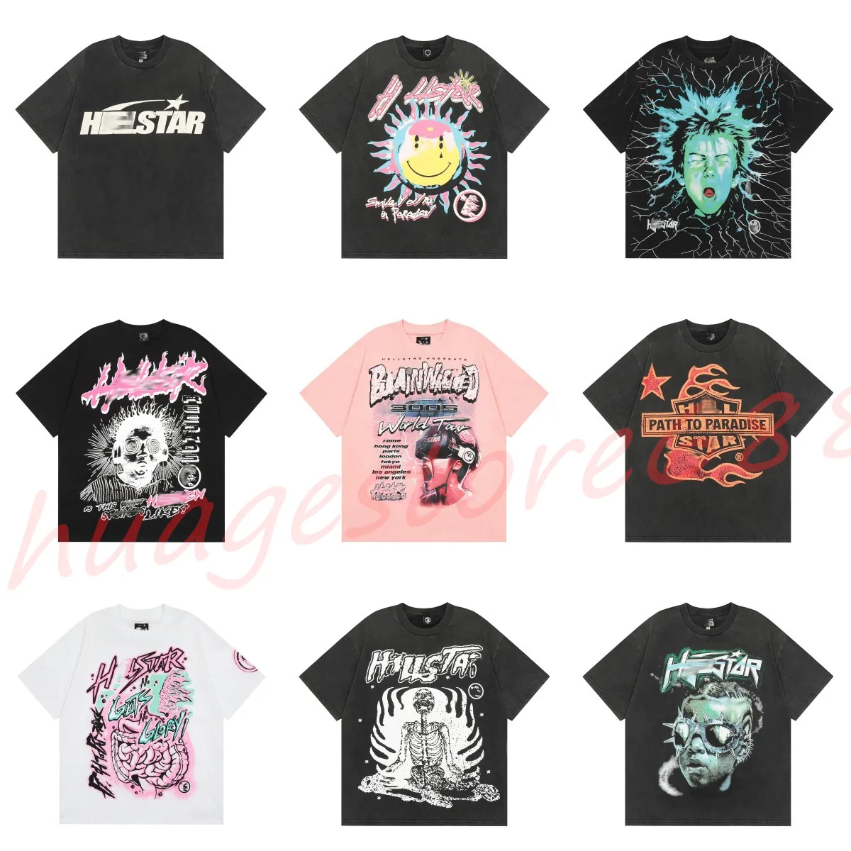 Hellstar T-shirt Rappe Hommes Femmes Tshirt Rappeur Lavage Gris Heavy Craft Unisexe Manches Courtes Top High Street Mode Rétro Hell Femmes T-shirt Designers Tees Taille S-XL i9