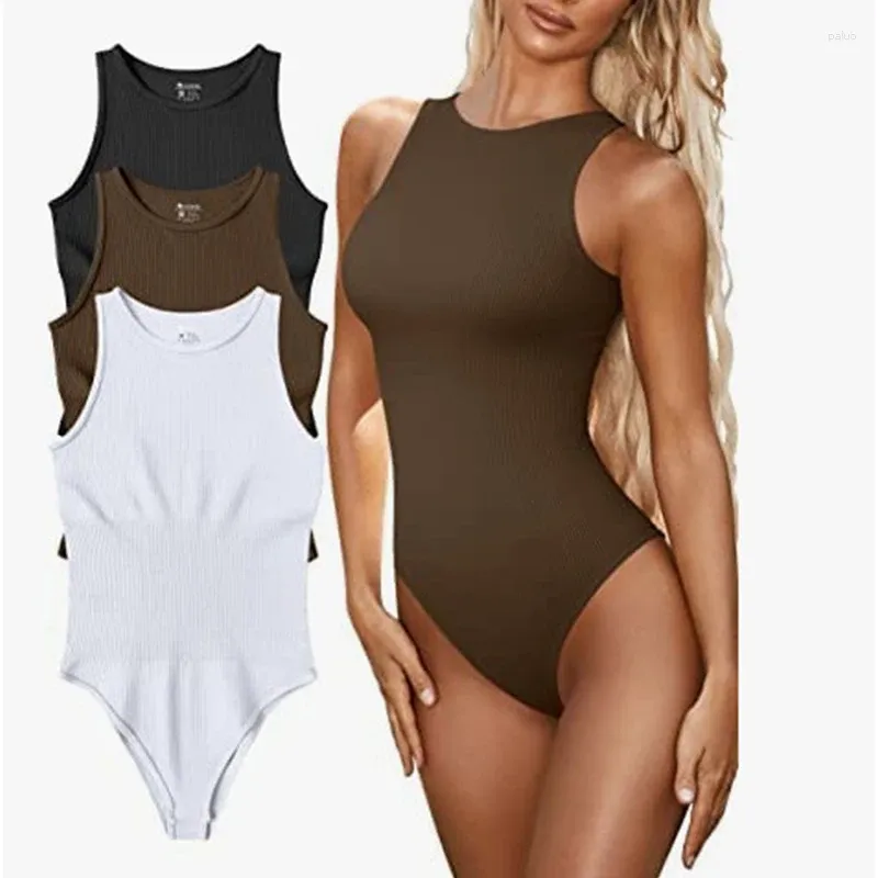 Womens Shapers Bodysuits Sexy Ribbed Sleeveless Halter Neck Shapewear From  Paluo, $10.96