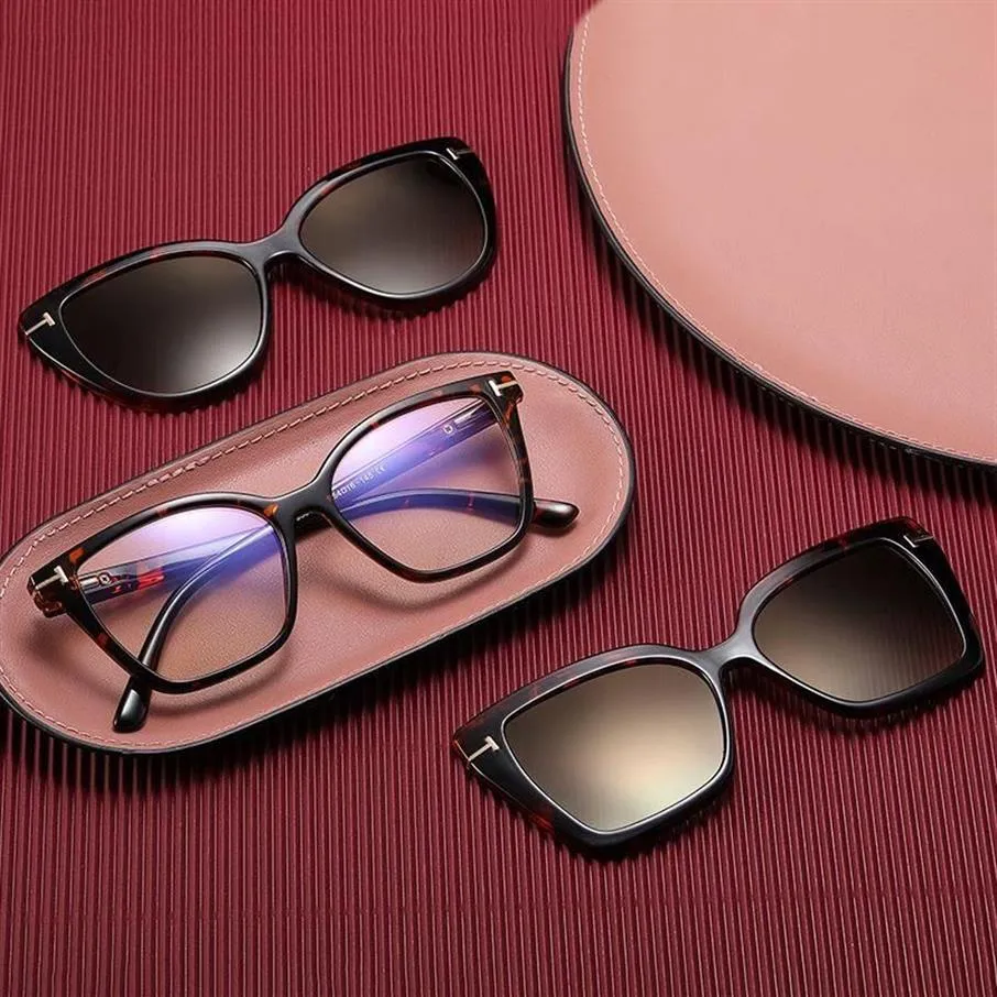 Fashion Sunglasses Frames 2022 Cat Eye Polarized Women 2 In 1 Magnetic Clip On Glasses TR90 Optical Prescription Eyeglass Magnet C215W