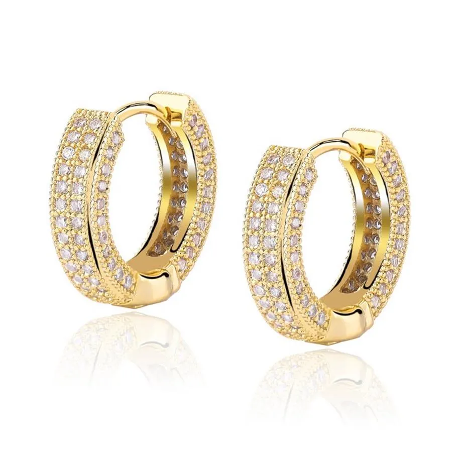 Hip Hop Gold Hoop Earrings Jewelry Fashion Mens Womens Silver Iced Out Bling Earring295Y