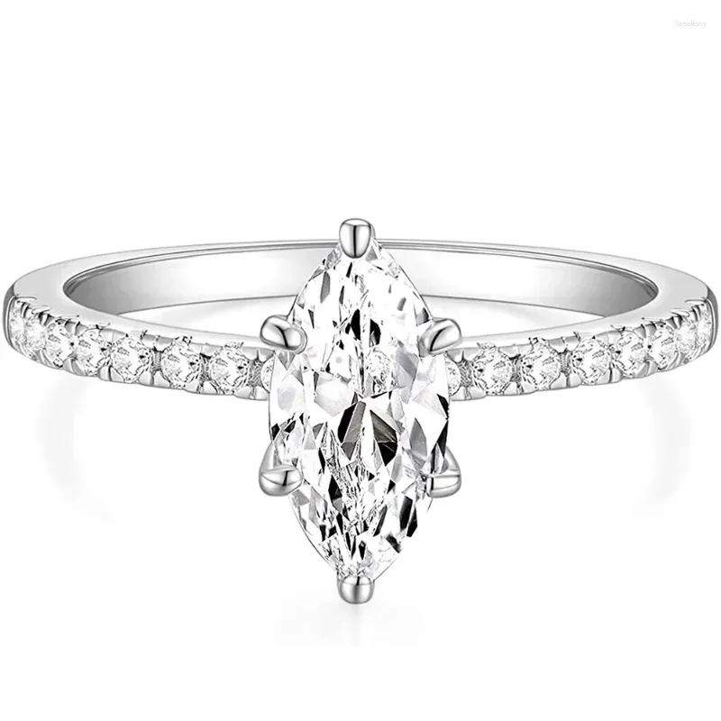 Anelli a cluster Luce Luxuria 2CT 925 Sterling Silver Ring Domenne Ring Marquis Cut Cubic Zirconia Anniversary Commemorative