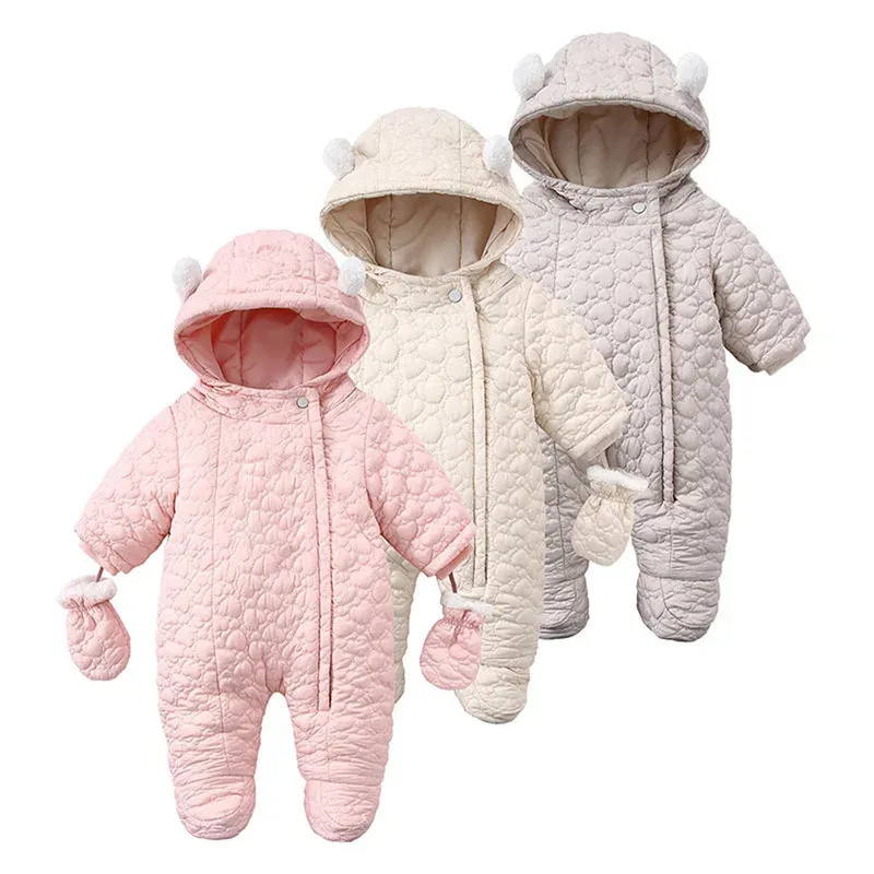 2023 07 19 Lioraitiin 0 24M Peuter Baby Jongen Meisje Snowsuit Gewatteerde Voeten Rompertjes Lange Mouw Hoodies Jumpsuit Winter kleding 231227