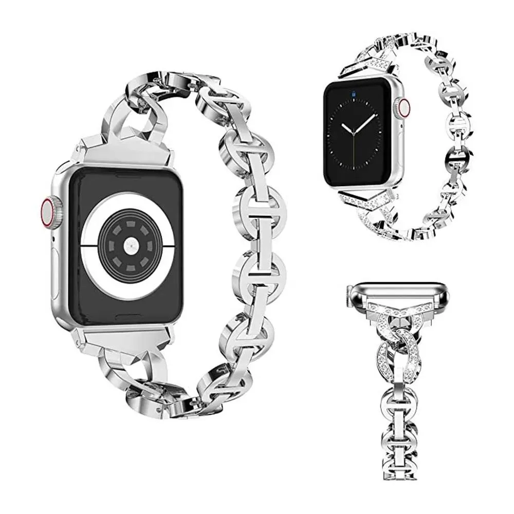 Armbänder Myl13a Diamant-Edelstahlarmband für Apple Watch 4 3 Band 38 42 mm Damenschmuckarmband für iWatch-Bänder SE 6 5 40 44 mm