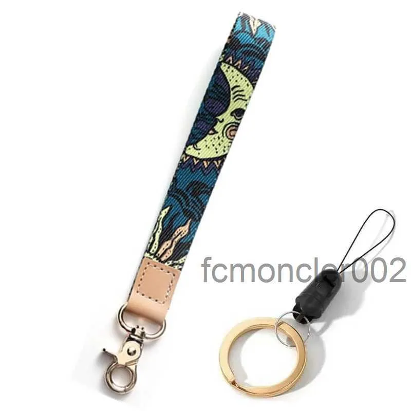 Keychain Hanging Rope Triangle Printing Pattern Broadband Clip Key Chain Mobile Phone Lanyard Wrist Strap Anti-lost Shoulder Band 2024 AWZX