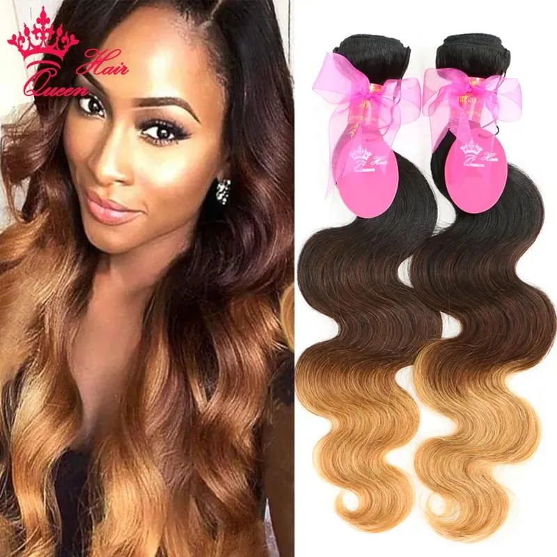 Wefts Ombre Color Hair Extensions Brazilian Body Wave 3 Tone #1B/4/27 100% Human Hair Weave Bundles Deal Queen Hair Products