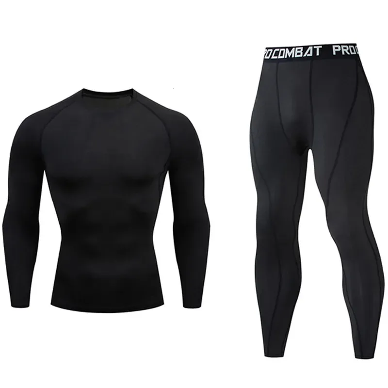 Ensemble de course pour hommes Gym Jogging Thermo sous-vêtements xxxxl Seconde peau Compression Fitness MMA rashgard Mâle Séchage rapide Survêtement 231226