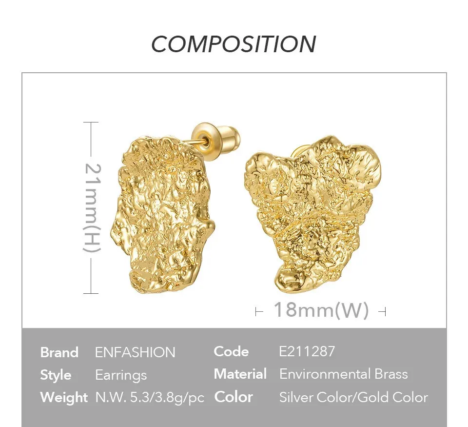 Pendientes de clip estilo rock irregular gótico color oro mujer_voghion.com