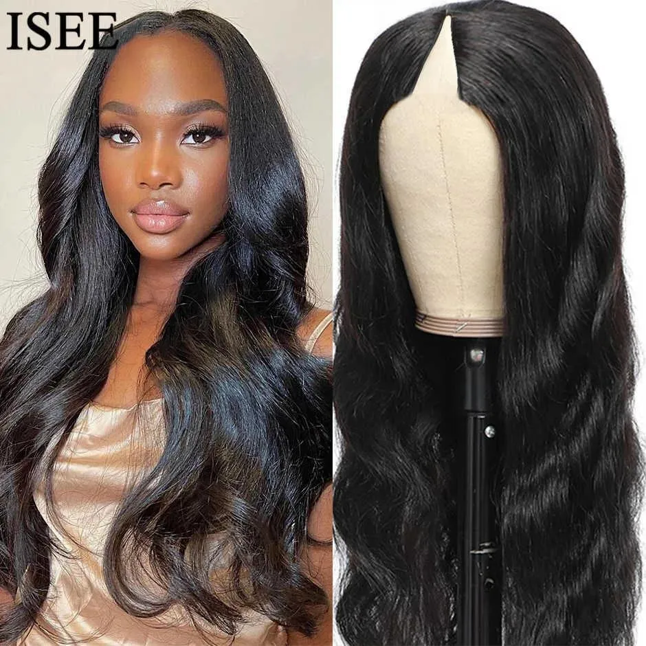 Wigs Isee Brazilian Body Wave v Part Wigs Human Hair for Women Upgrade U Part Wig Wit and Pavy Wavy Quick Easy Easy Install Gluel