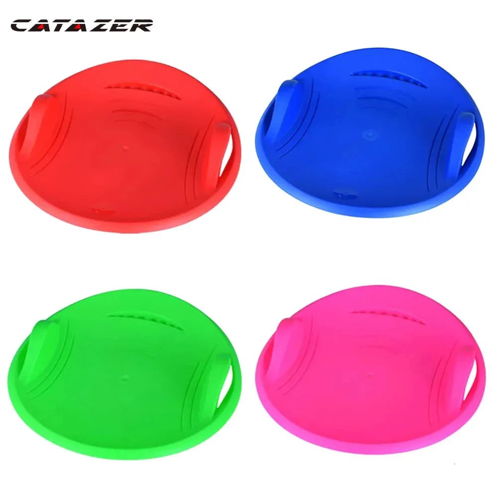 Catazer 57CM Diameter Children Snow Board Grass Skiing Snowboard Skiing Sleigh Ski Pad Winter Sports Thicken Plastic Snow Board 231227