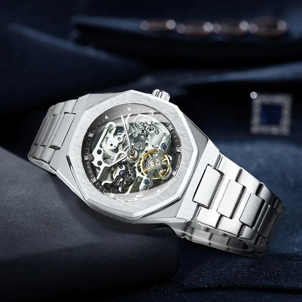 Montre Mécanique Vintage Avec Diamants - Cadran Bleu, Boîtier Acier - Années 70