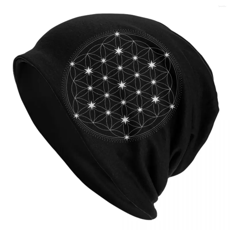 Berets Flower Of Life Star Bonnet Hat Knitted Hats Men Women Hip Hop Unisex Adult Mandala Warm Winter Skullies Beanies Caps