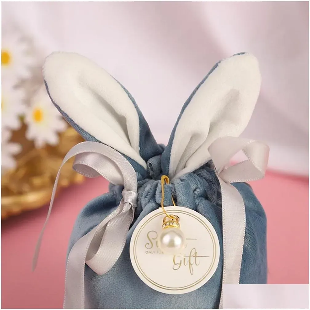 easter cute bunny gift packing bags velvet valentines day rabbit chocolate candy bags wedding birthday party favor jewelry organizer