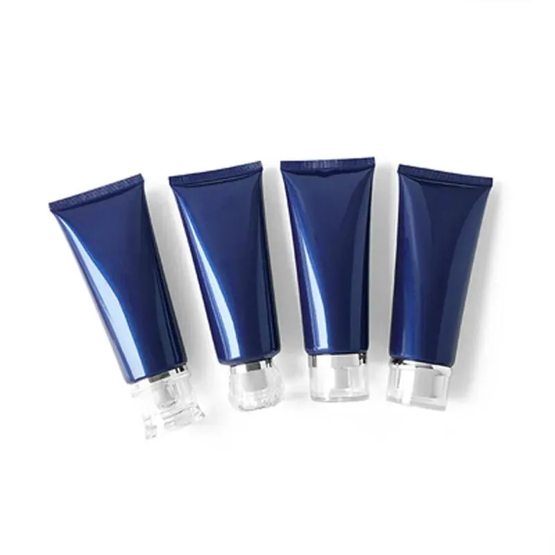 Bouteille 100 ml X 50 Tube souple bleu vide pour emballage cosmétique 100g Lotion crème bouteilles en plastique soins de la peau récipient à presser