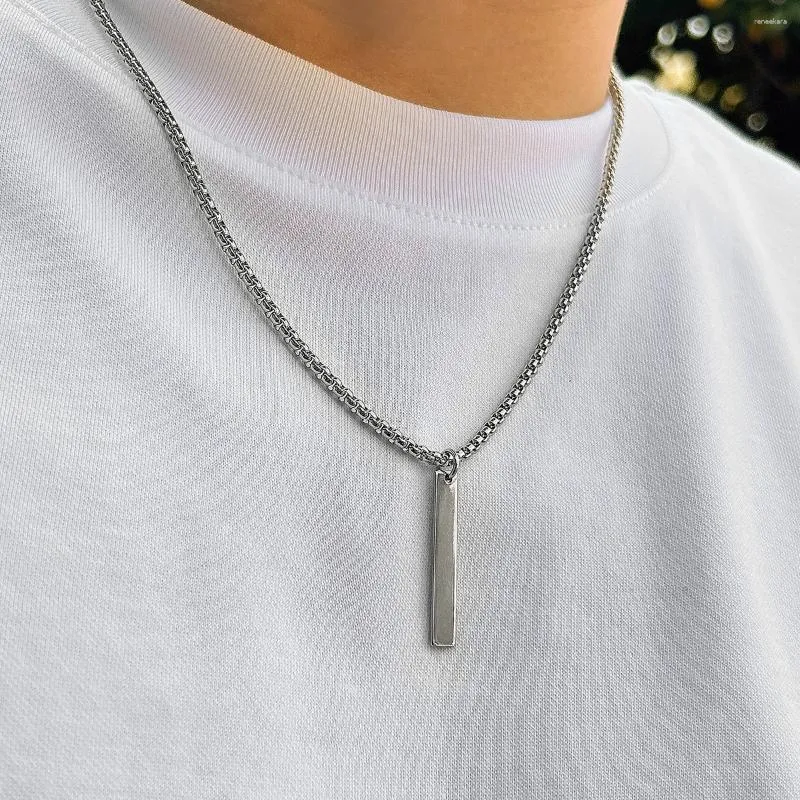 Pendant Necklaces PuRui Minimalist Geometric Stick Necklace For Men Box Chain Choker Jewelry On The Neck Collar Street Cool Party Boy