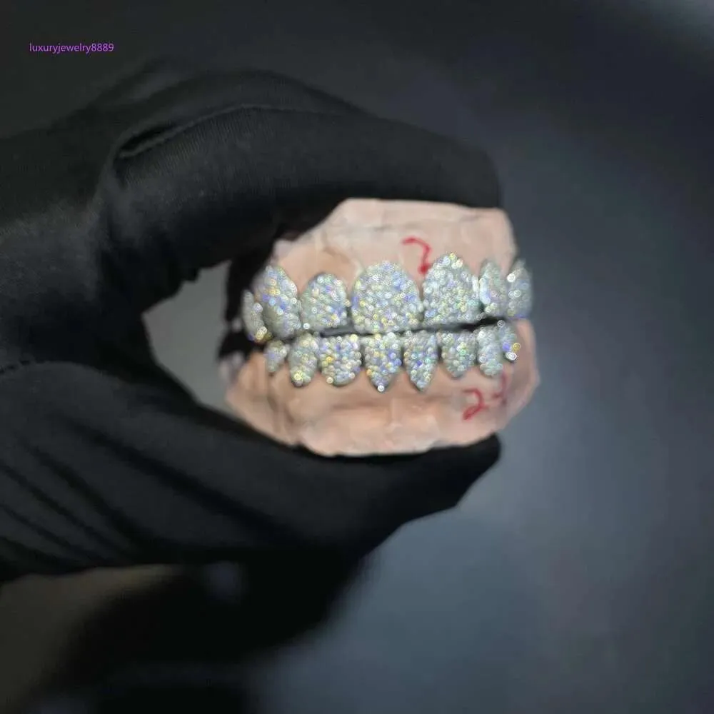 Kettingen Custom Made Hip Hop Iced Out 925 Sterling zilveren Sieraden Deep Cut VVS Moissanite Diamanten Tanden Mond Grillz