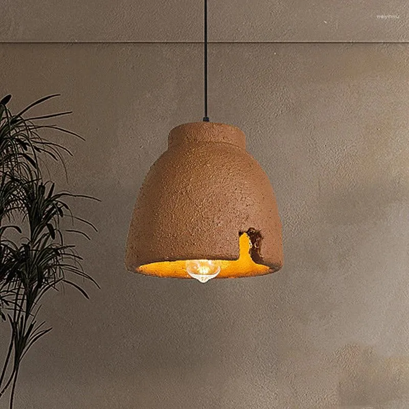 Hanglampen Nordic Wabi Sabi LED Restaurant Kroonluchter Ontwerper Gepersonaliseerde Hoed Bruine Gang Gastgezin