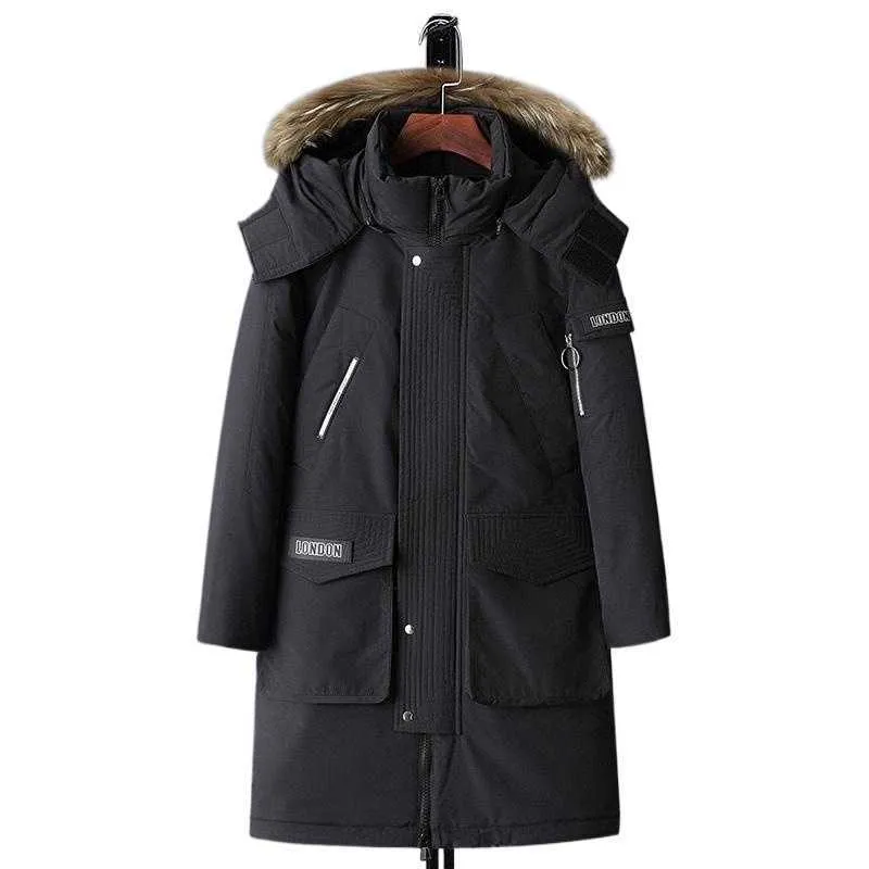 IFIKK Herren Winterjacke Lang - Daunenmantel Mit Steppung & Kapuze - Extra Warm