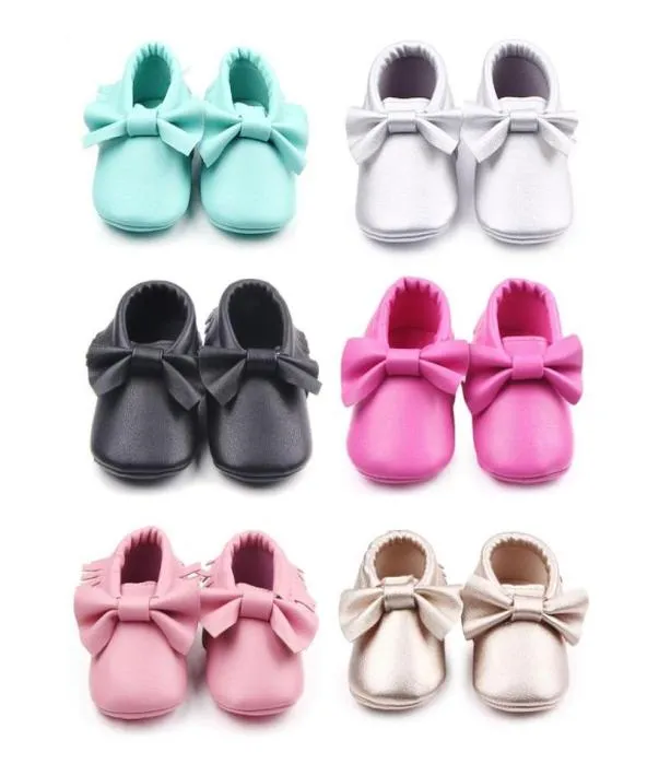 Premiers Walkers Tassel Baby Shoes Pu Leather Born Girls Princess Big Bow Moccasins 018 mois2659930