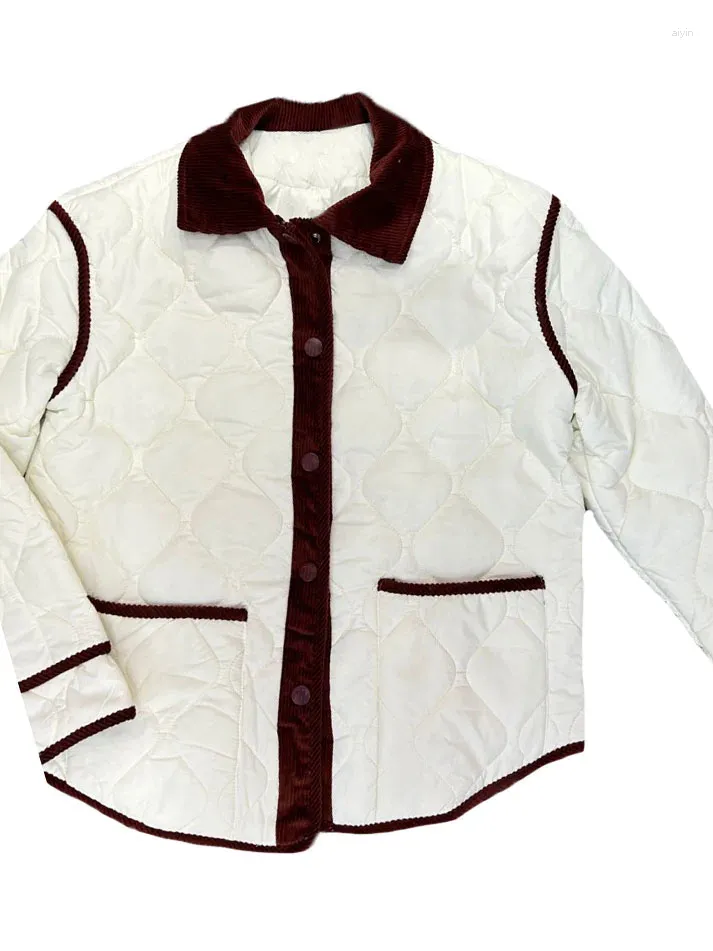 Damen-Trenchcoats, Baumwolljacke, Revers, kurze, lockere Version, Hit-Farbe, einreihiges Design, warm und bequem, 2023 Winter 1206