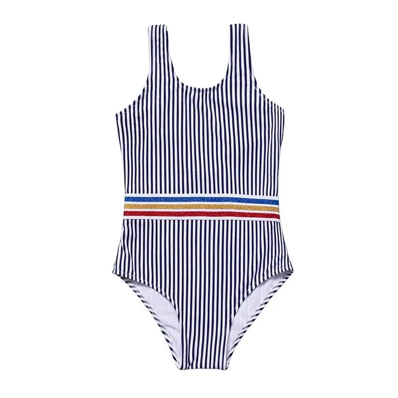 Wear Striped Patchwork Kid Girl Swimsuit 2022 Summer Girls Monokini Children One Piece Swimwear Swimsuits Baby Kids Bathing Suit 023