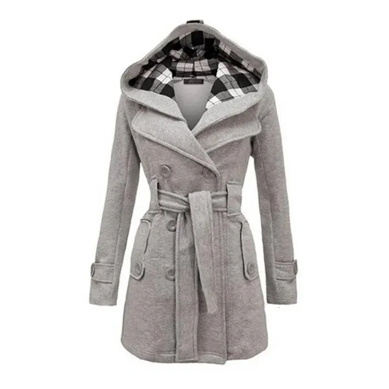 Fashion Woolen Coat Women Giacca in pile calda con cinture a doppio petto Solido inverno casual Vintage Slim Ladies 231227