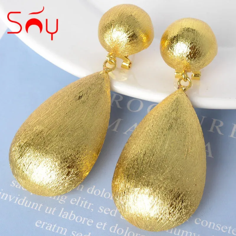 Sunny Jewelry Fashion Copper 18K Gold Plated Scrub Drop Dangle Earrings For Women Daily Wear Party Wedding Gift Classic Ball Ear 231227