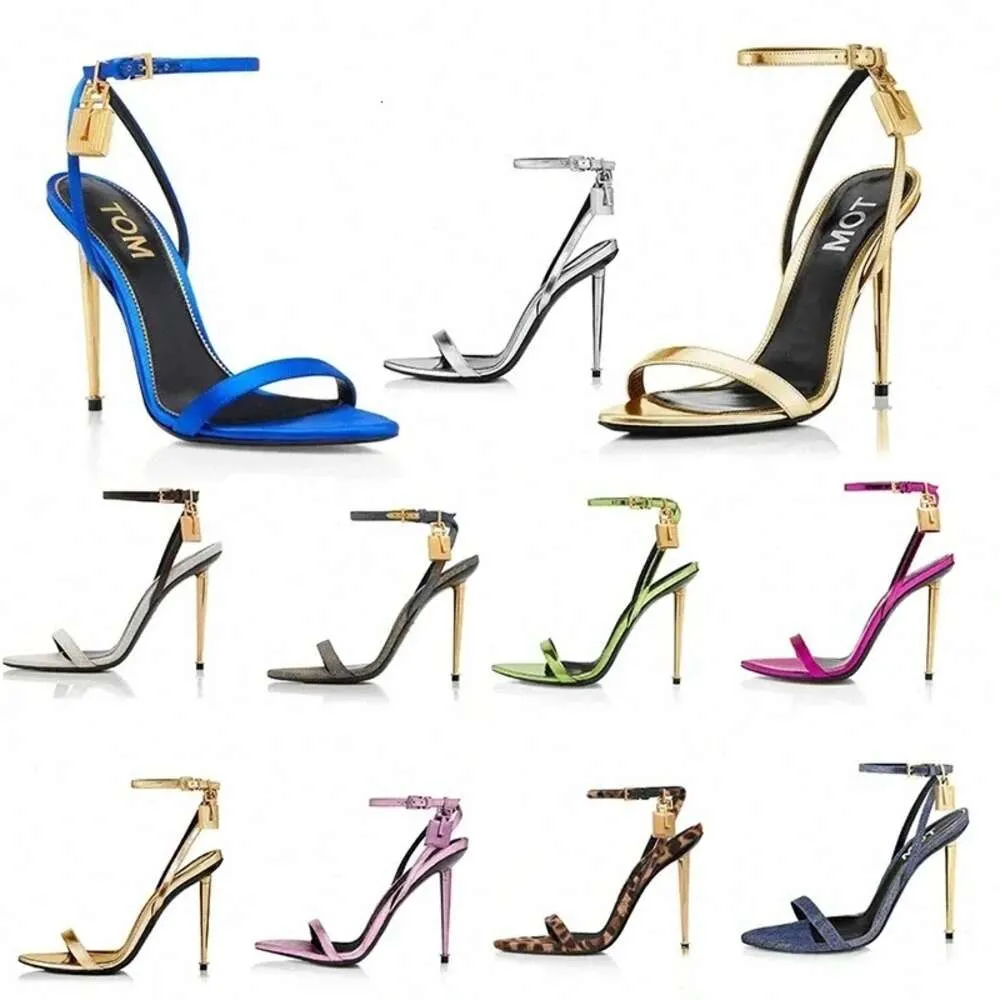 Dress Shoes Heels Shoe Elegant Brand Women Shoes Padlock Pointy Naked Sandals Hardware Lock And Key Woman Metal Stiletto Wedding