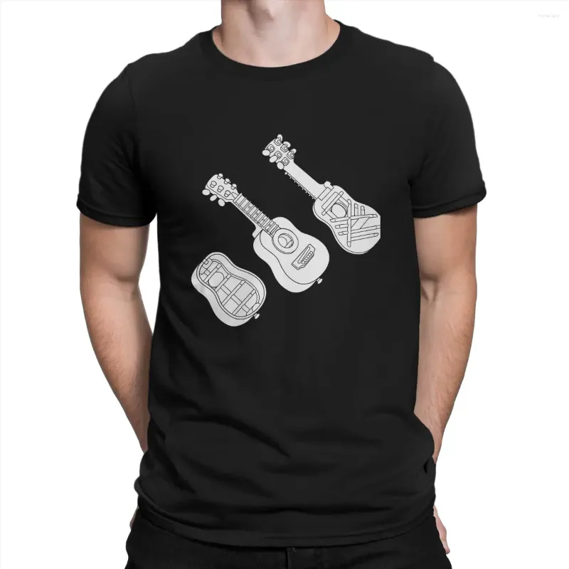 Men's T Shirts Luthier Guitar Structure Line Drawing T-Shirts Men Pure Cotton Shirt Acoustic Electric Short Sleeve Tee