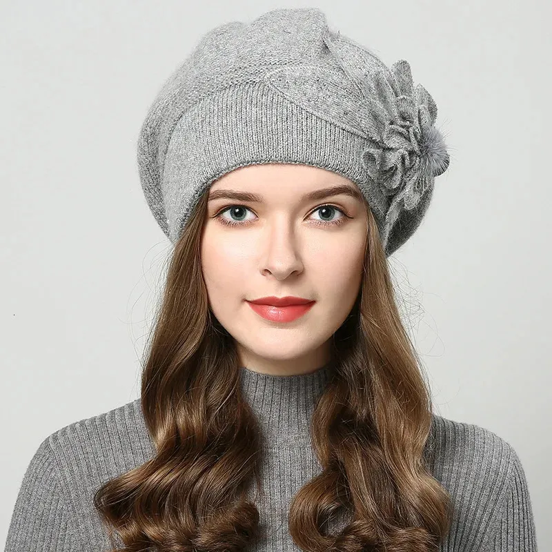 Berete de iepure F, pălării de lână tricotate, iarna, cald, capac de femeie, fete, căciuli, pălărie de blană, Gorros Bonnet Femme Hiver 2023_voghion.com