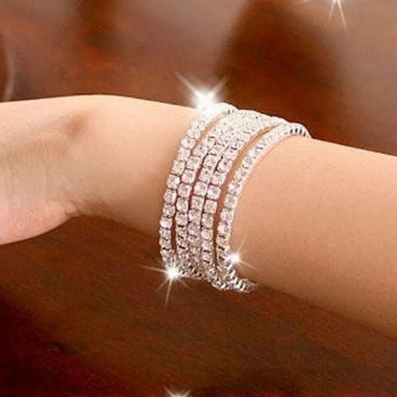 The bride goes with everything Elastic bracelets glistening