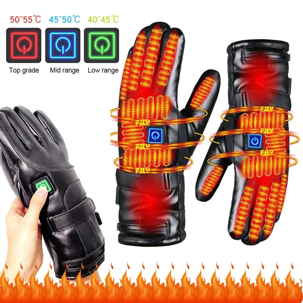 Gants d'hiver électriques rechargeables Gants tactiles tactiles Gants de chauffage alimenté par batterie pour moto de ski de moto extérieur 231227