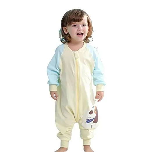 Bags Baby Cotton Toddler Thinner Sleeping Bag Sack Long Sleeve Wearable Blanket Girl and Boy's For Spring Summer Fall (yellow+blue)
