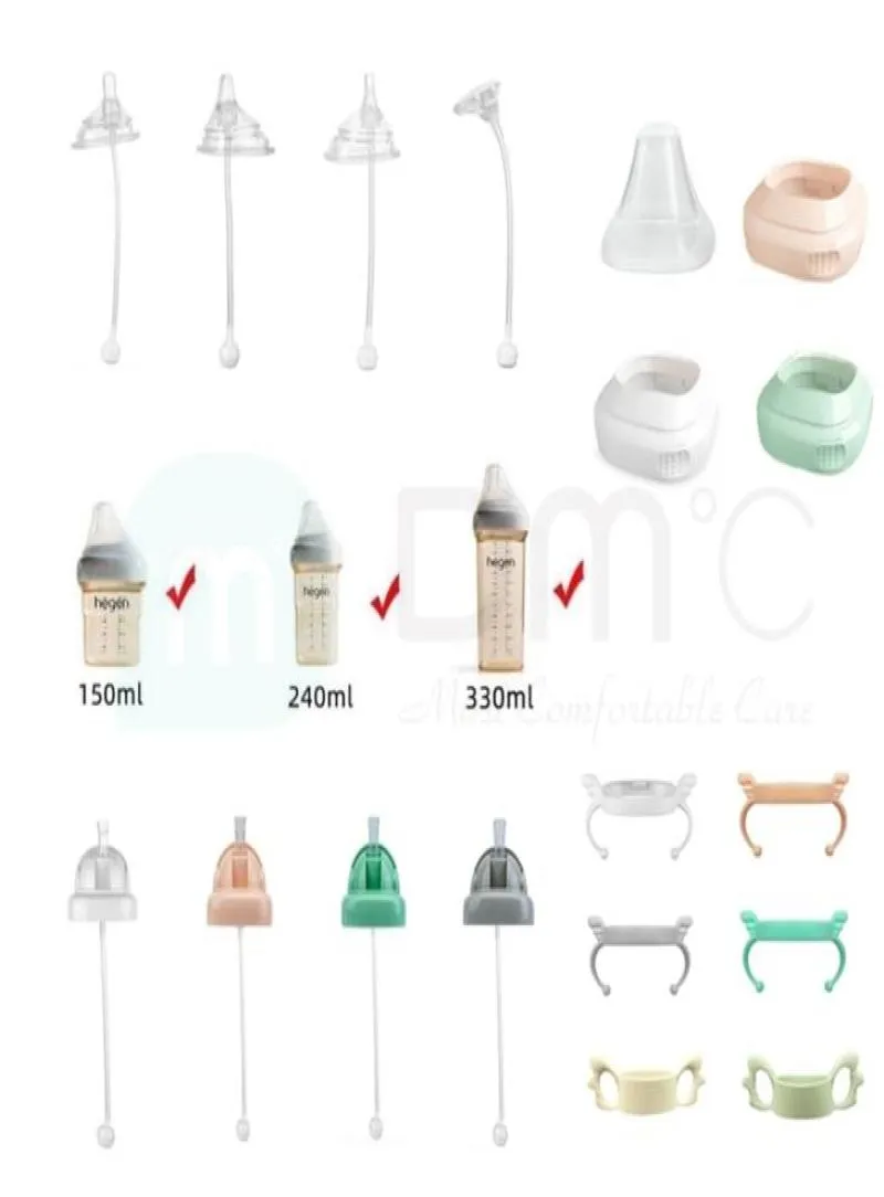 Hegen Accessori per biberon per latte per bambini Copri tazza Sostituisci anello per maniglia Adattatore per becco d'anatra in paglia di silicone Bambini Impara a bere 211021602109