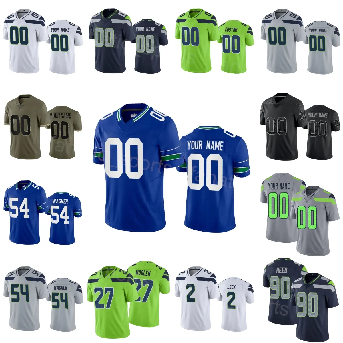 Child Man Women Football 54 Bobby Wagner Jerseys Kids 20 Julian Love 90 Jarran Reed 27 Riq Woolen 33 Jamal Adams 30 Michael Jackson 2 Drew Lock 26 Zach Charbonnet Sport