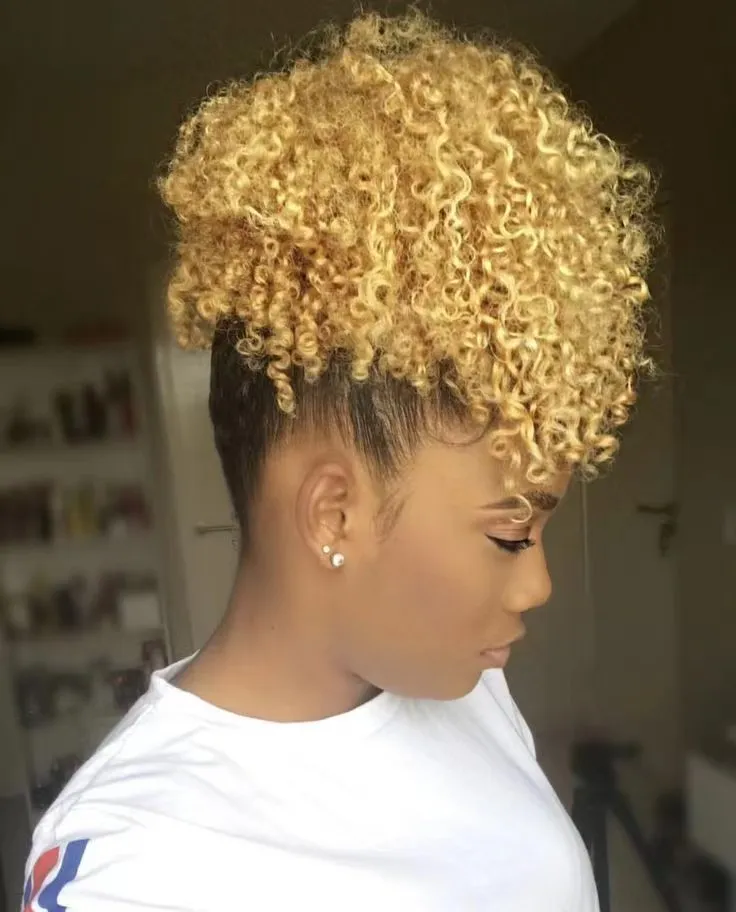 Blonde Afro Puff Drawstring Ponytail: Premium Human Hair  display picture 3