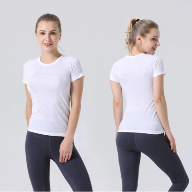 T-Shirt 2022 NEW Align LU07 Women's 2.0 Yoga Short Sleeve Solid Color Nude Sports Shaping Waist Tight Fitness Loose Jogging High Quality