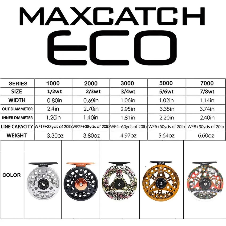 Maximumcatch High Quality ECO 2 3 4 5 6 7 8WT Fly Reel Large Arbor Aluminum  Fishing Hand Changed 231227 From 21,58 €