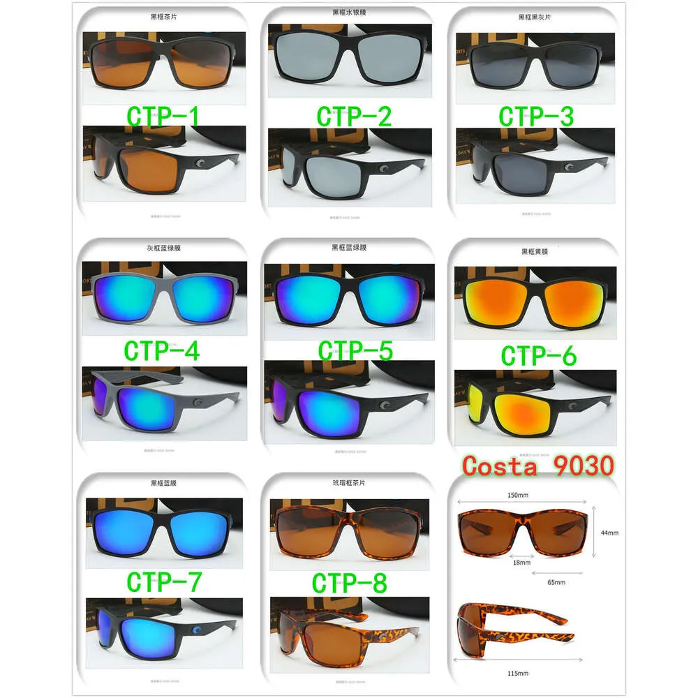 Occhiali da sole designer per donne lussuosi occhiali da sole Costa maschi Gli occhiali da viaggio di guida polarizzati blu nera 9030 9030