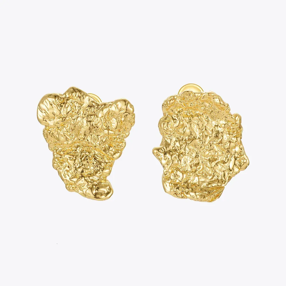 ENFASHION Pendientes de roca irregulares para mujer, pendientes góticos de botón, color dorado, joyería de moda coreana, pendientes para mujer_voghion.com